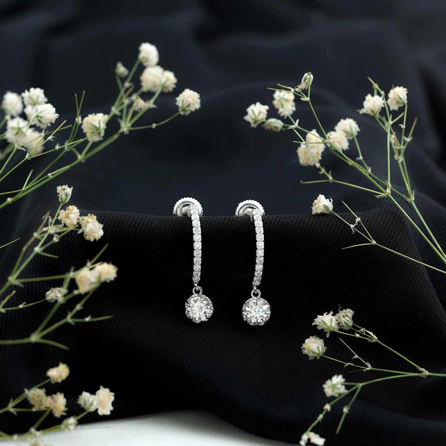 Lab Grown Diamond Minimal Hoop Drop Earrings