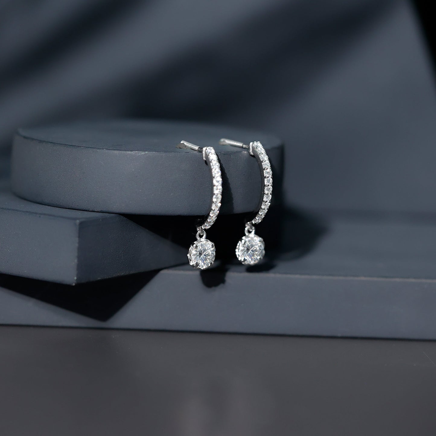Lab Grown Diamond Minimal Hoop Drop Earrings