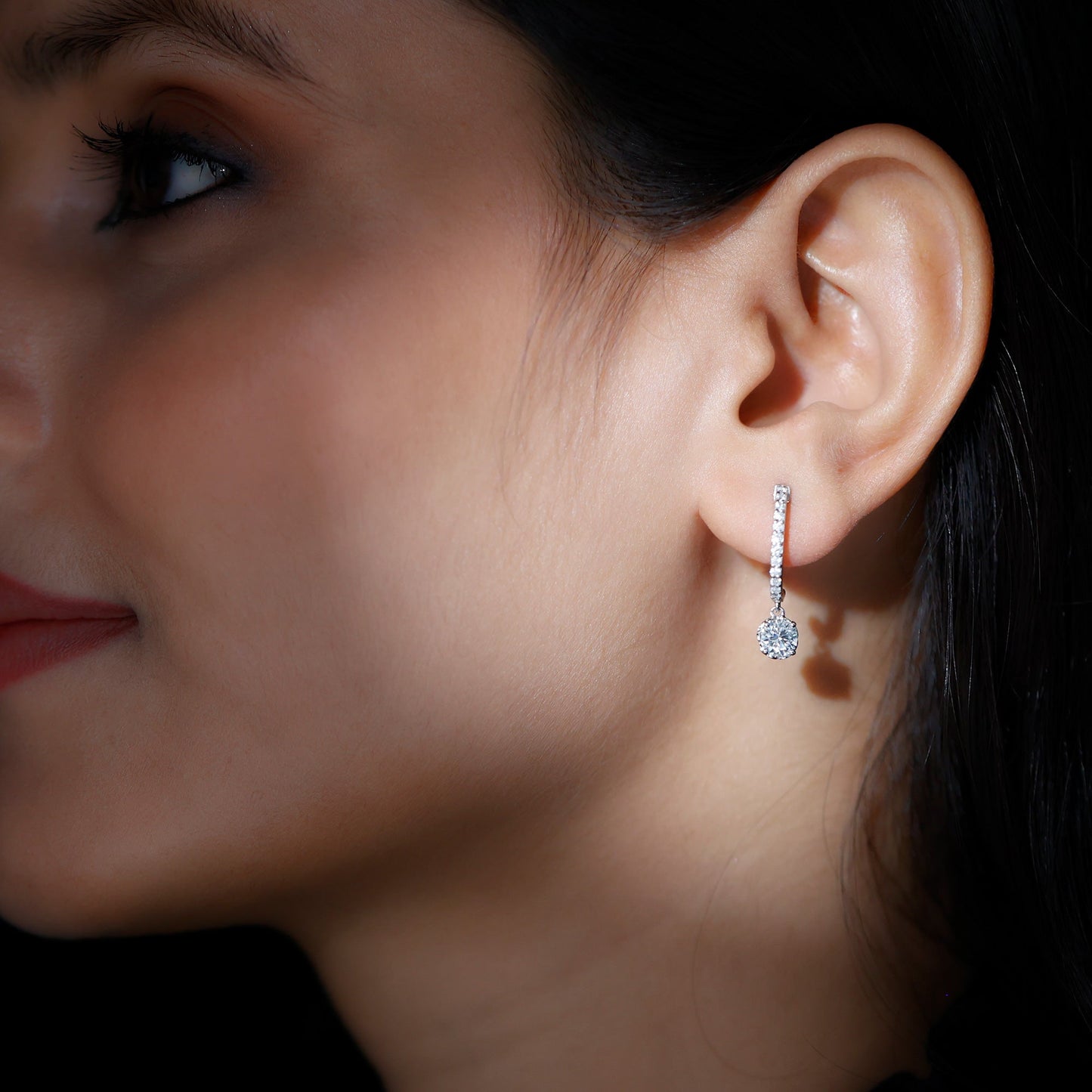 Lab Grown Diamond Minimal Hoop Drop Earrings