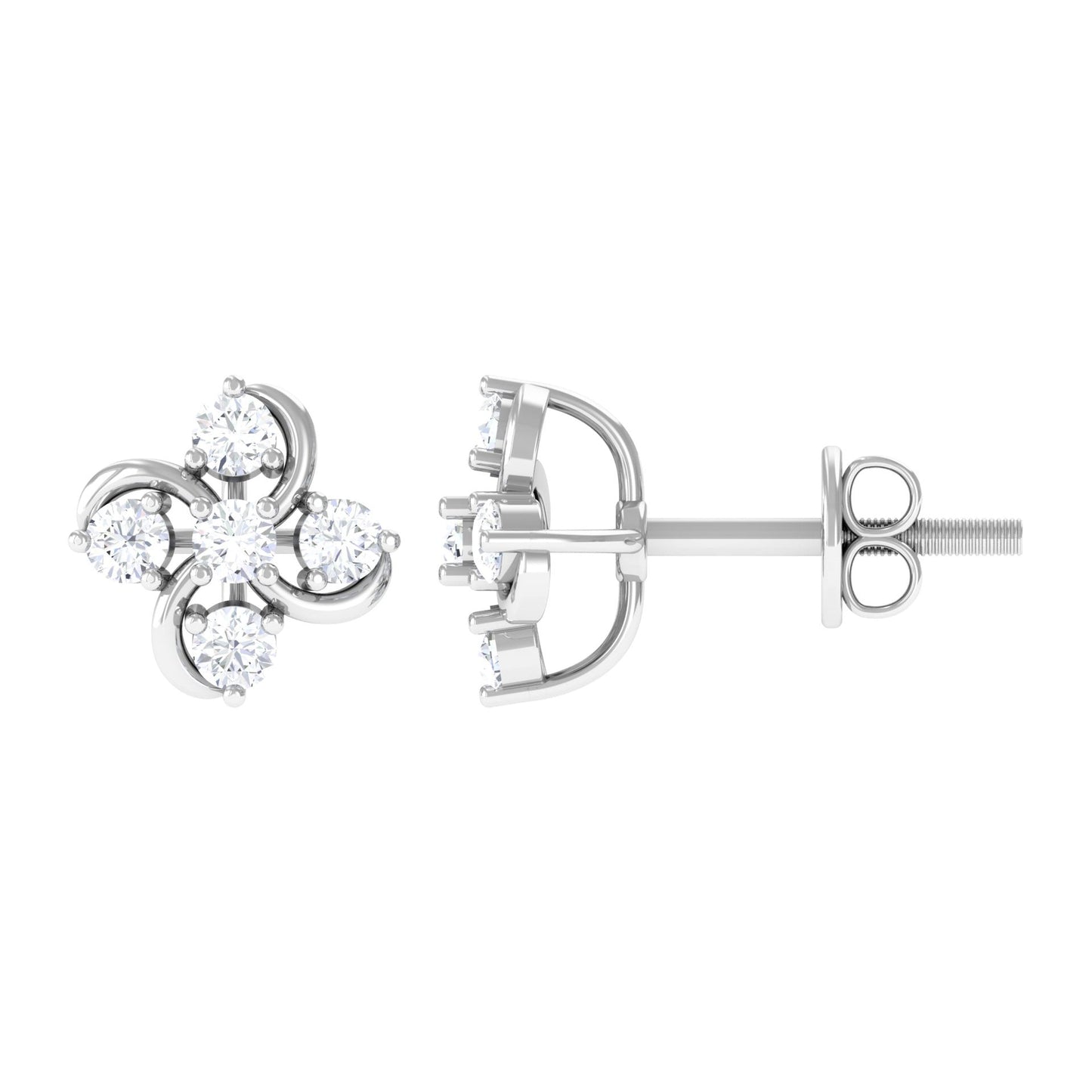 Diamond Flower Cluster Earrings For Women