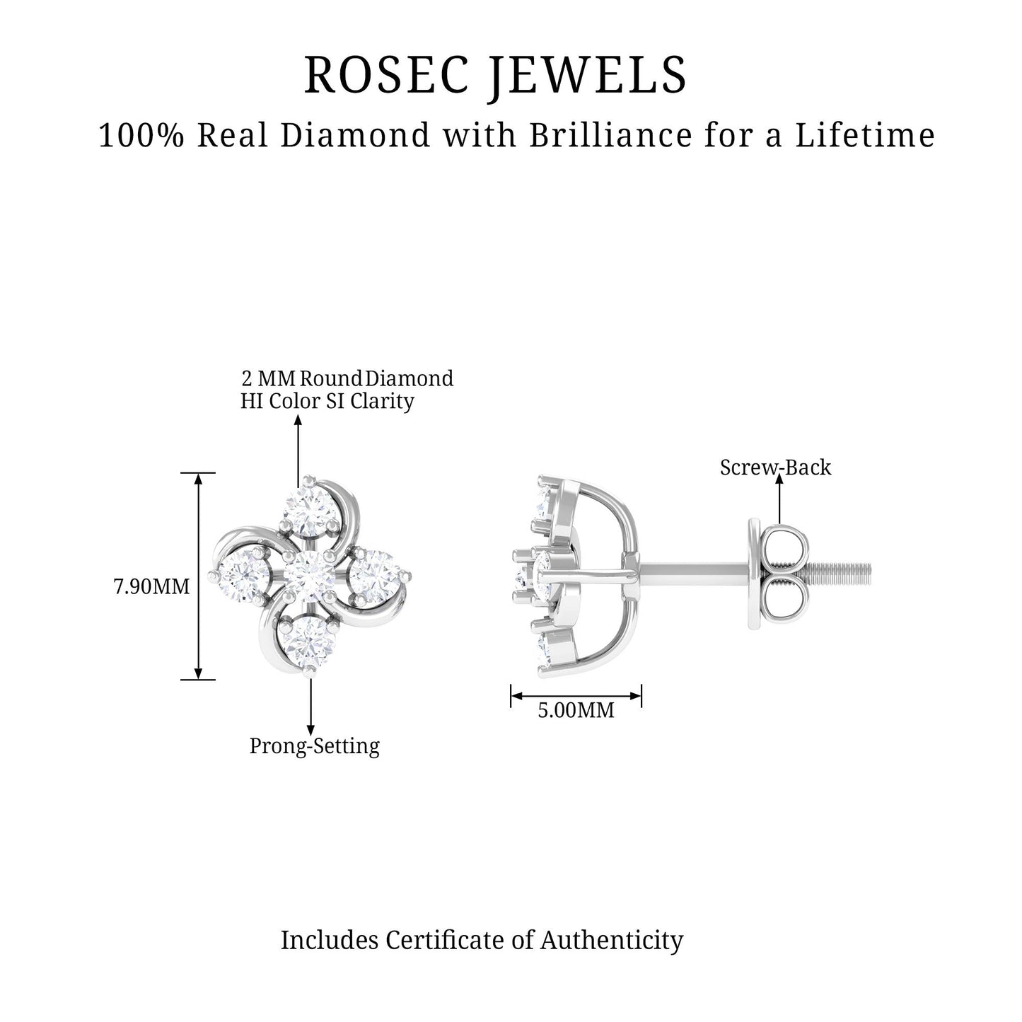 Diamond Flower Cluster Earrings For Women