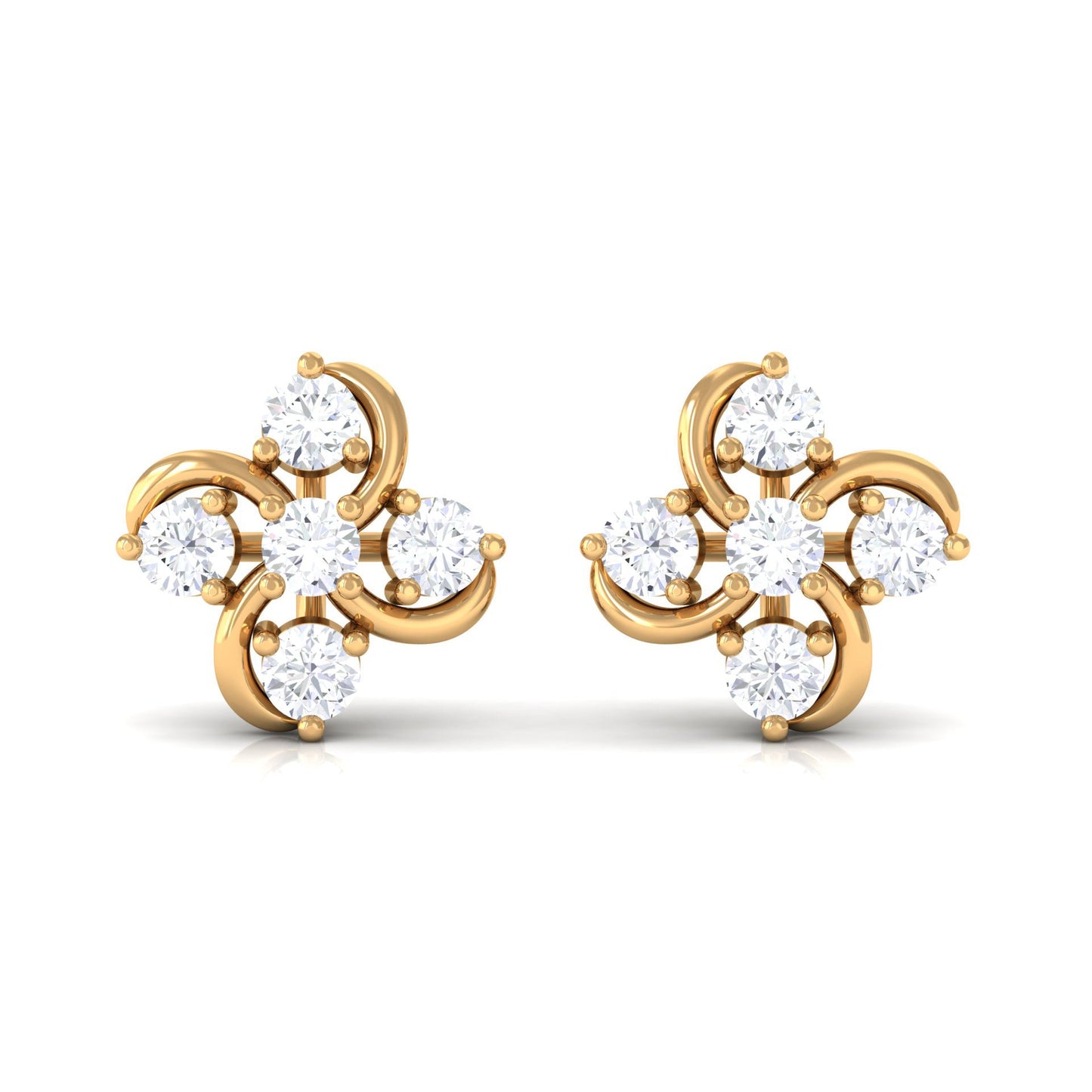 Diamond Flower Cluster Earrings For Women