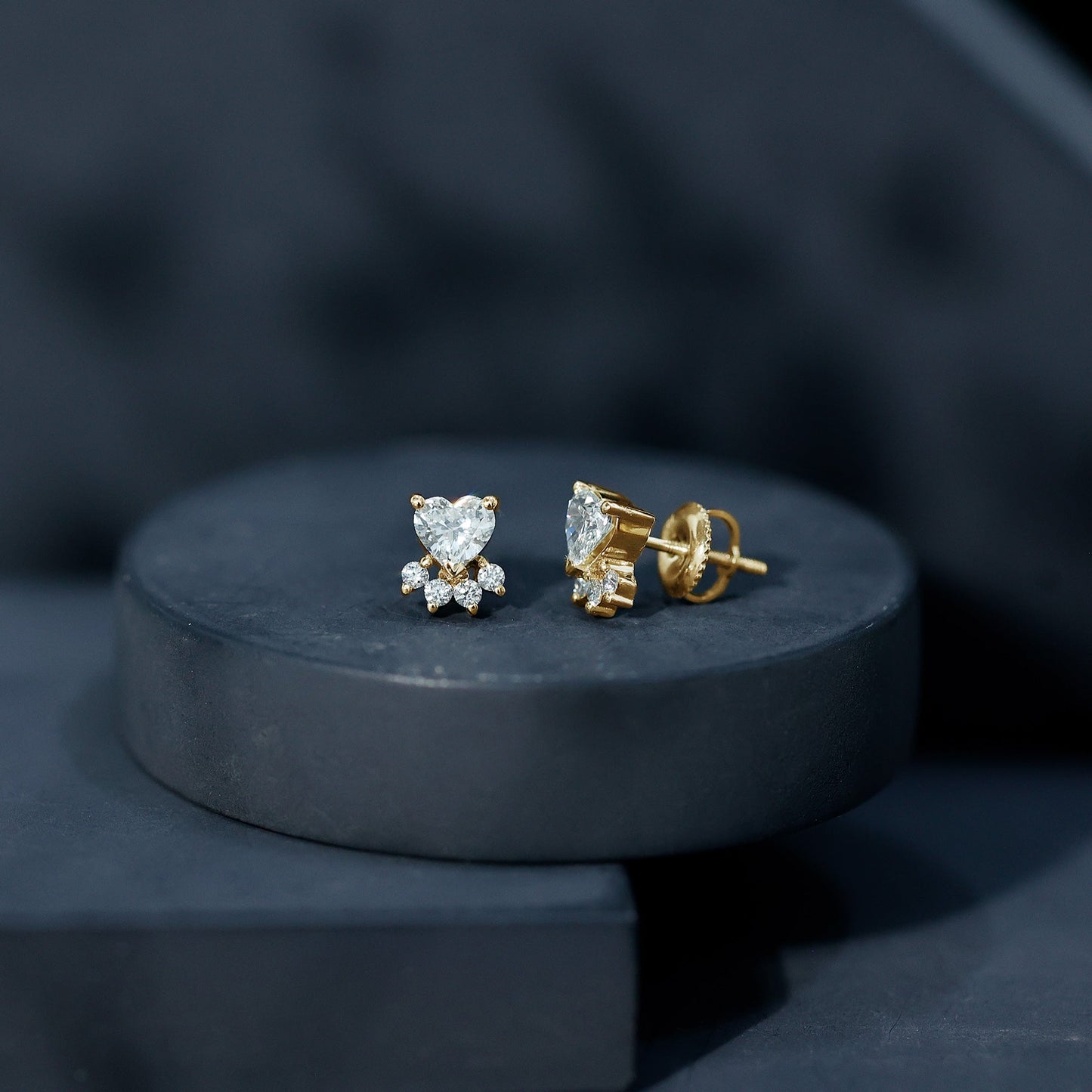 Natural Diamond Paw Stud Earrings for Women