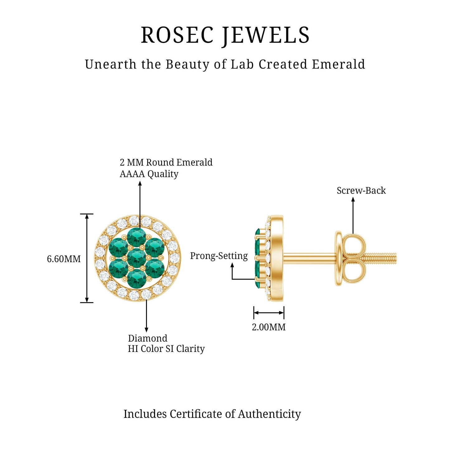 Lab Created Emerald Flower Earrings with Diamond Halo