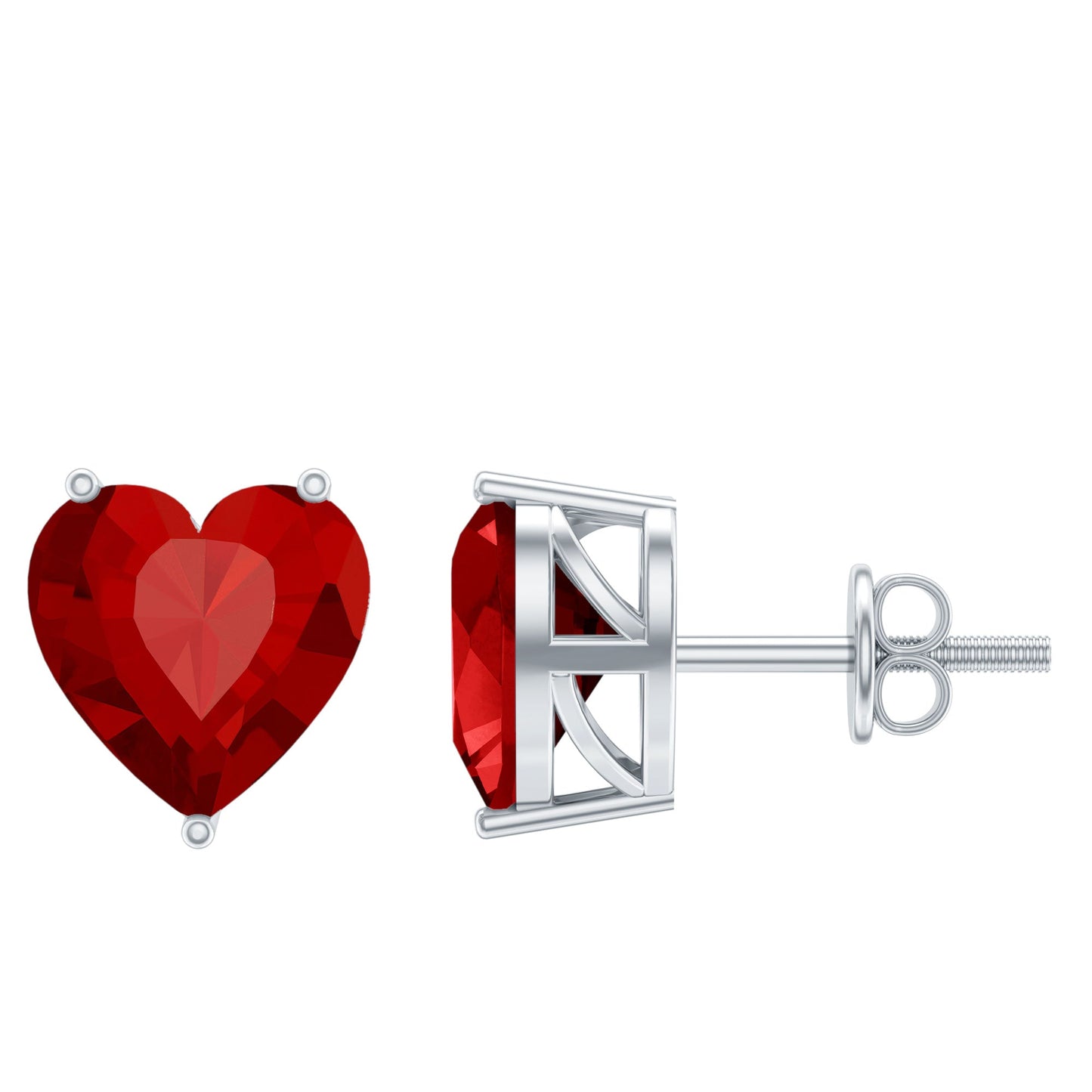 Heart Shape Lab Created Ruby Solitaire Stud Earrings