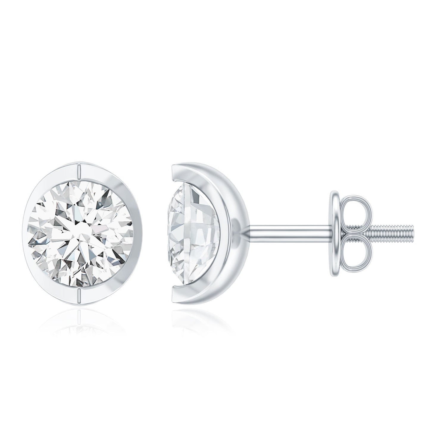 Minimalist 0.63 Carat Round Moissanite Solitaire Stud Earrings