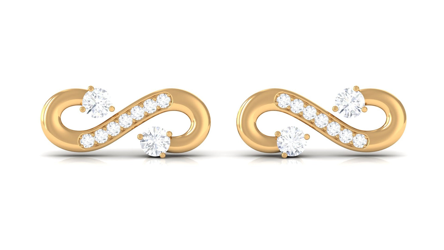 Natural Diamond Infinity Love Knot Stud Earrings