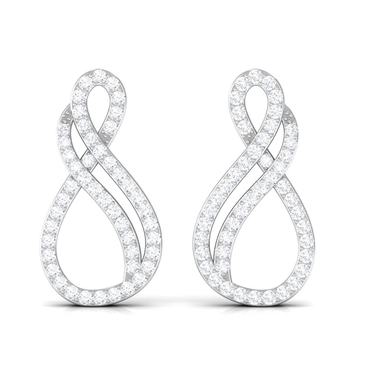 Certified Diamond Infinity Stud Earrings in Pave Setting