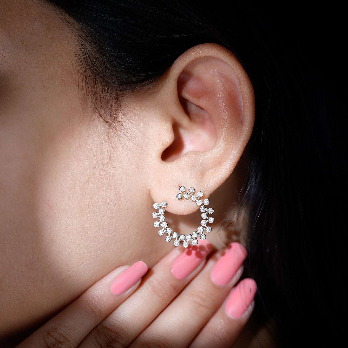 Certified Moissanite Big Stud Earrings For Women