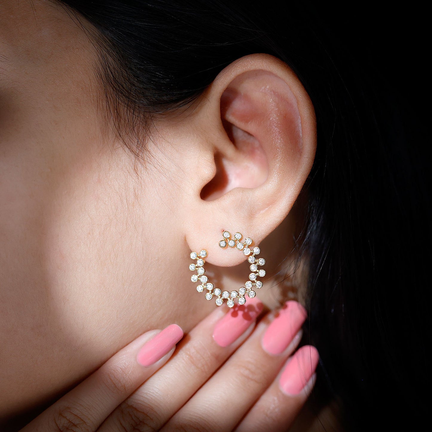 Certified Moissanite Big Stud Earrings For Women