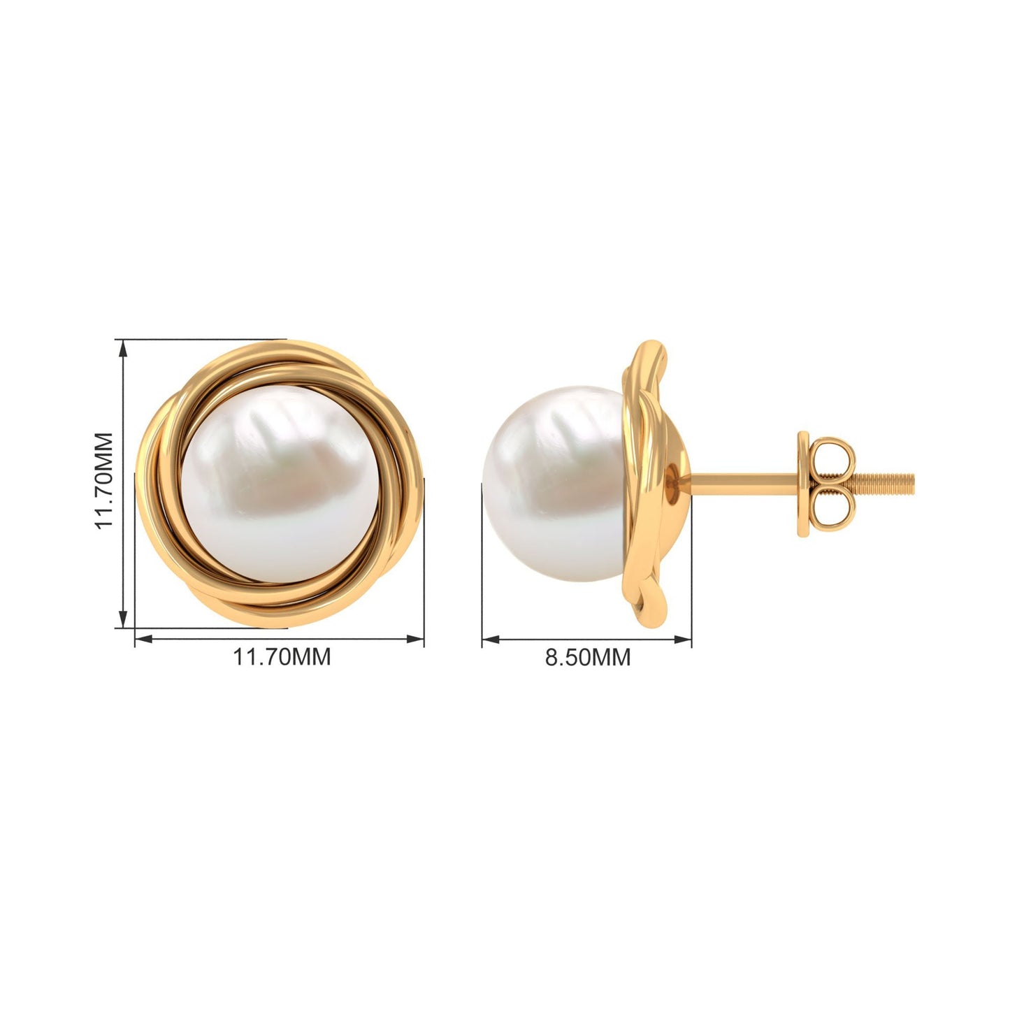 Genuine Freshwater Pearl Swirl Earrings with Screw Back