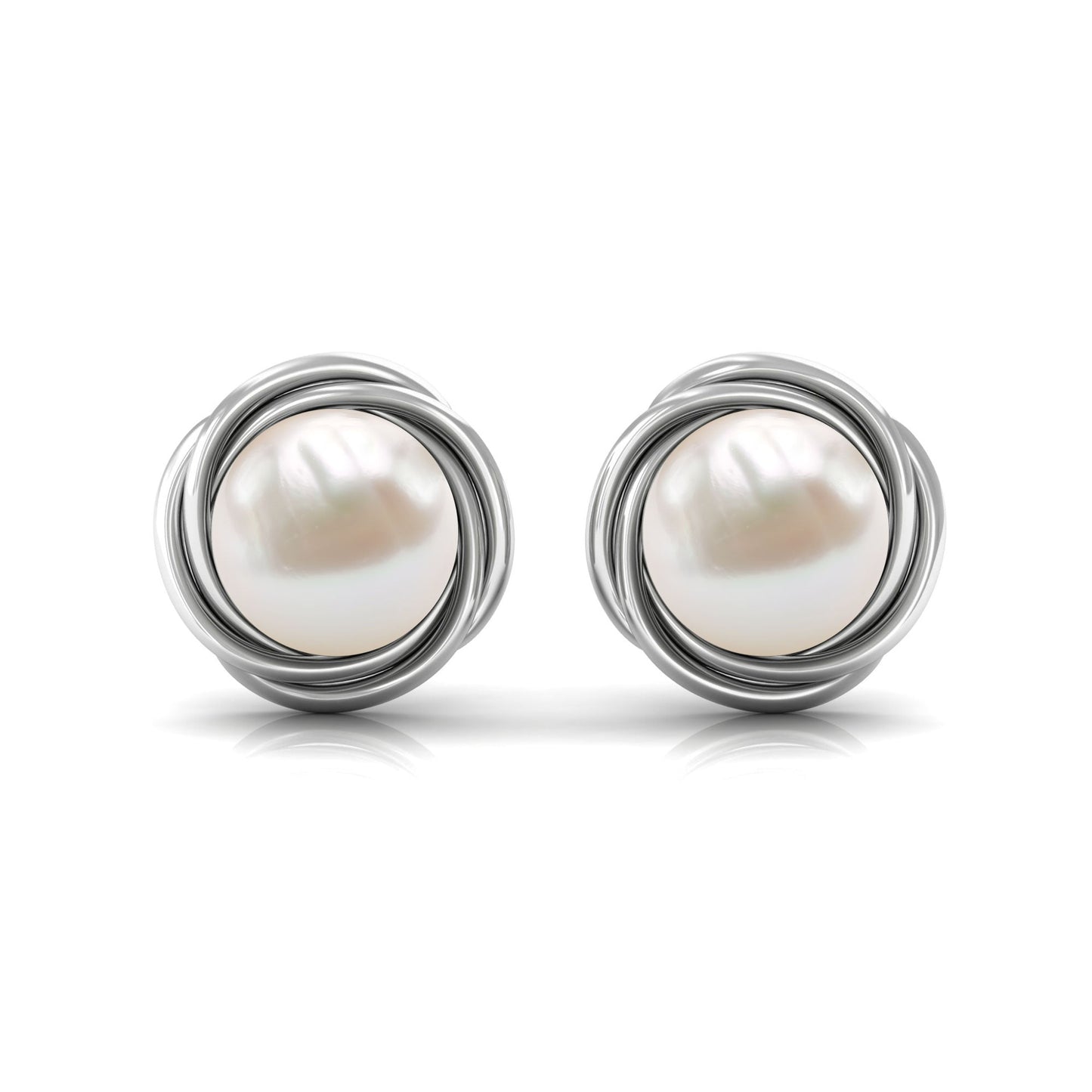 Genuine Freshwater Pearl Swirl Earrings with Screw Back