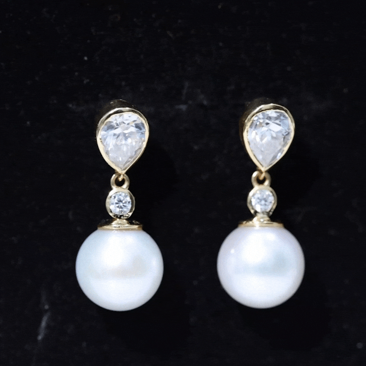 Real Freshwater Pearl and Moissanite Drop Earrings