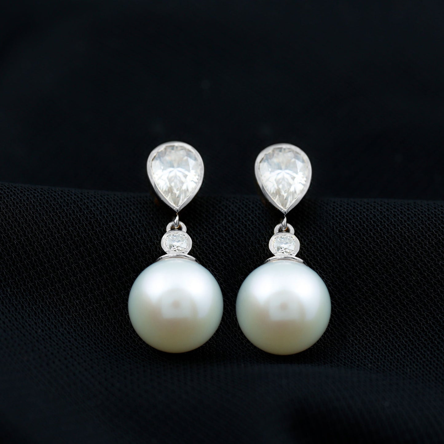 Real Freshwater Pearl and Moissanite Drop Earrings