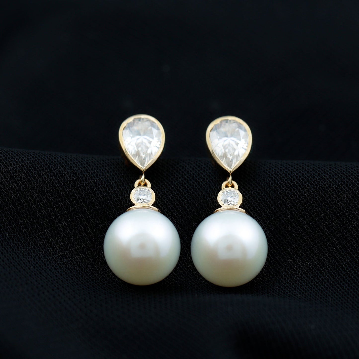 Real Freshwater Pearl and Moissanite Drop Earrings