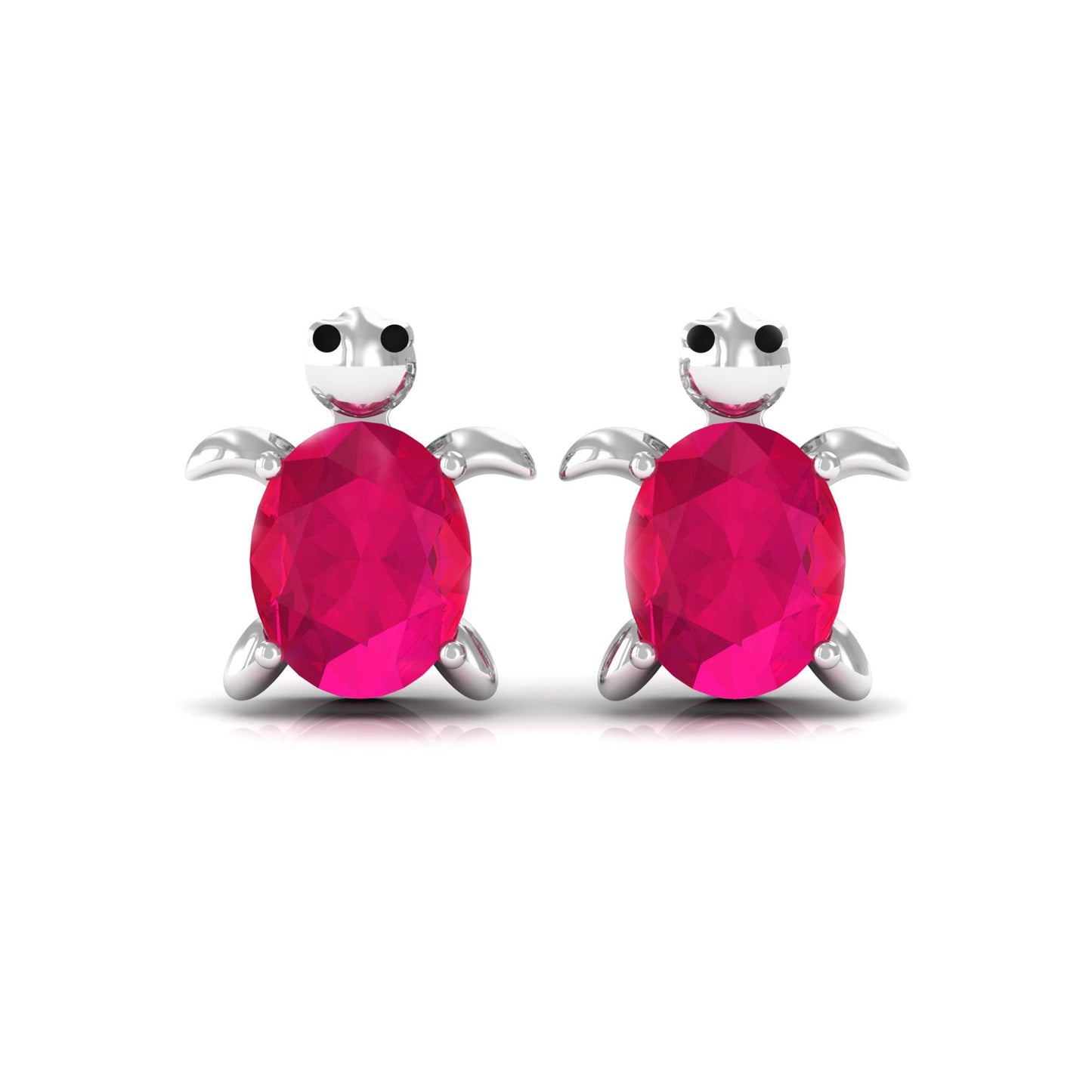 1.2 Carat Turtle Stud Earrings with Oval Cut Ruby