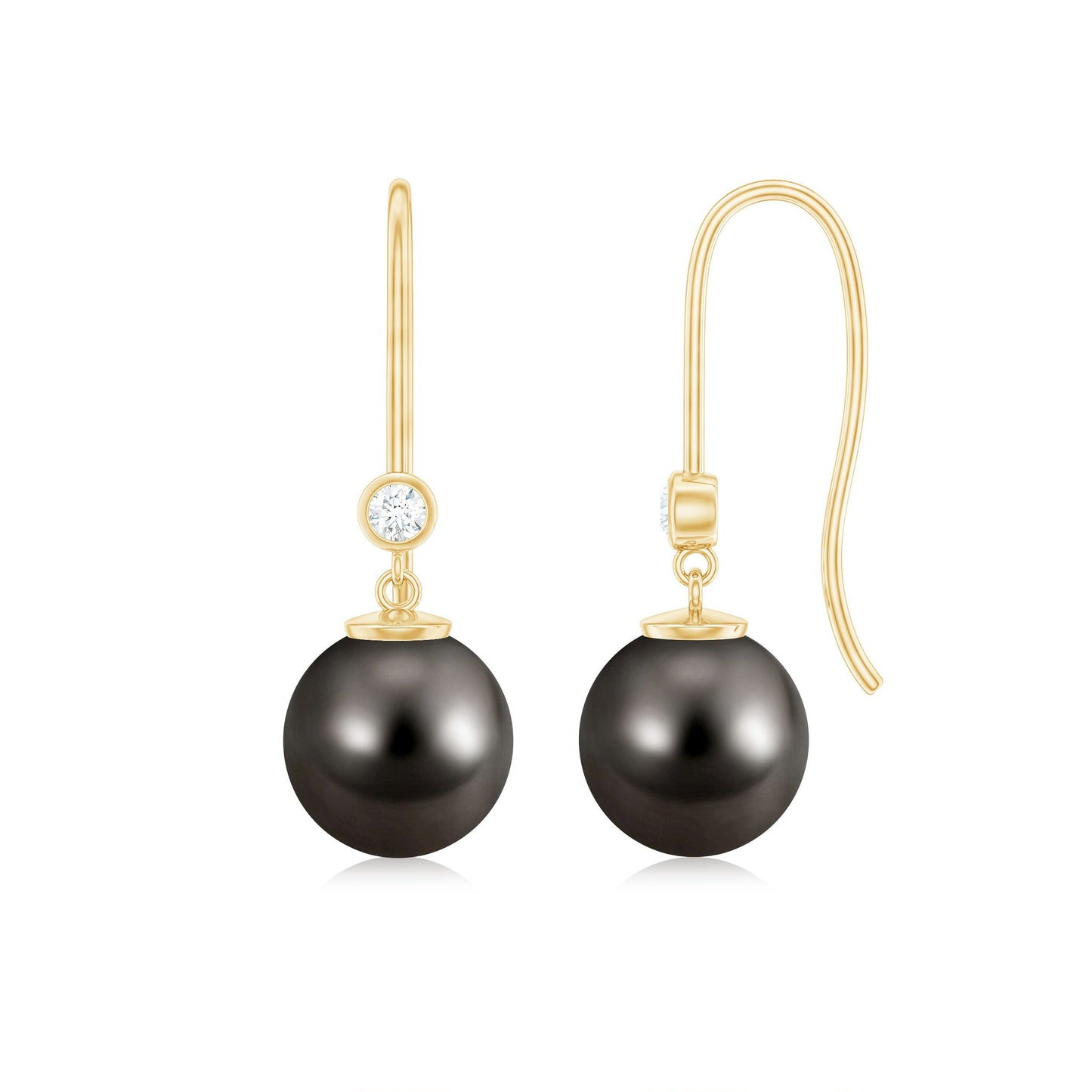 16 Carat Tahitian Black Pearl Dangling Earrings with Diamond