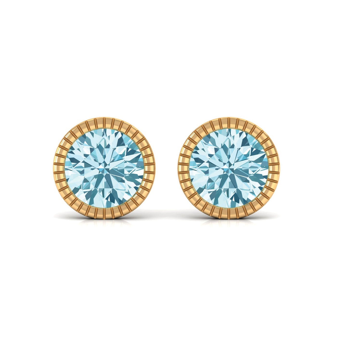 1.6 Carat Round Cut Aquamarine Martini Stud Earring