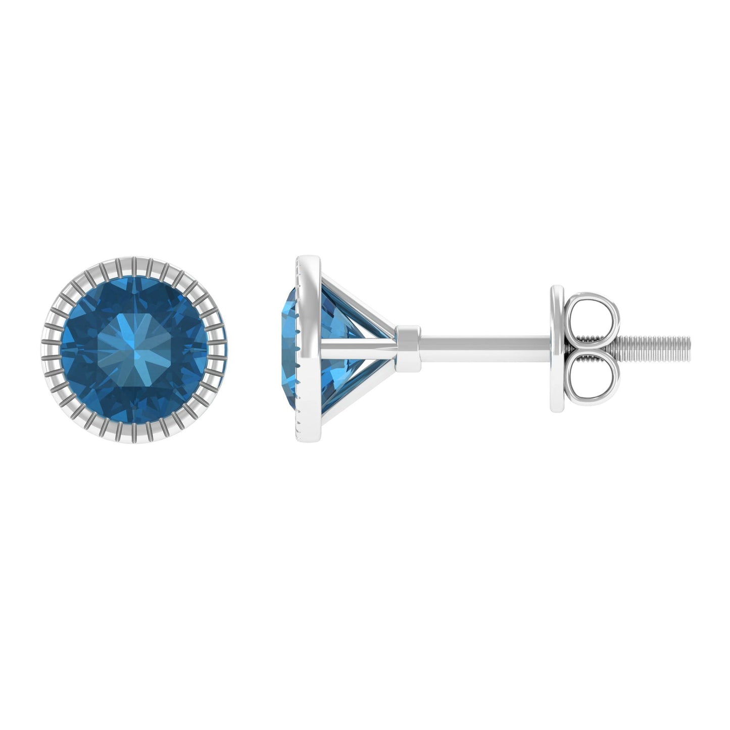 Genuine London Blue Topaz Martini Stud Earrings