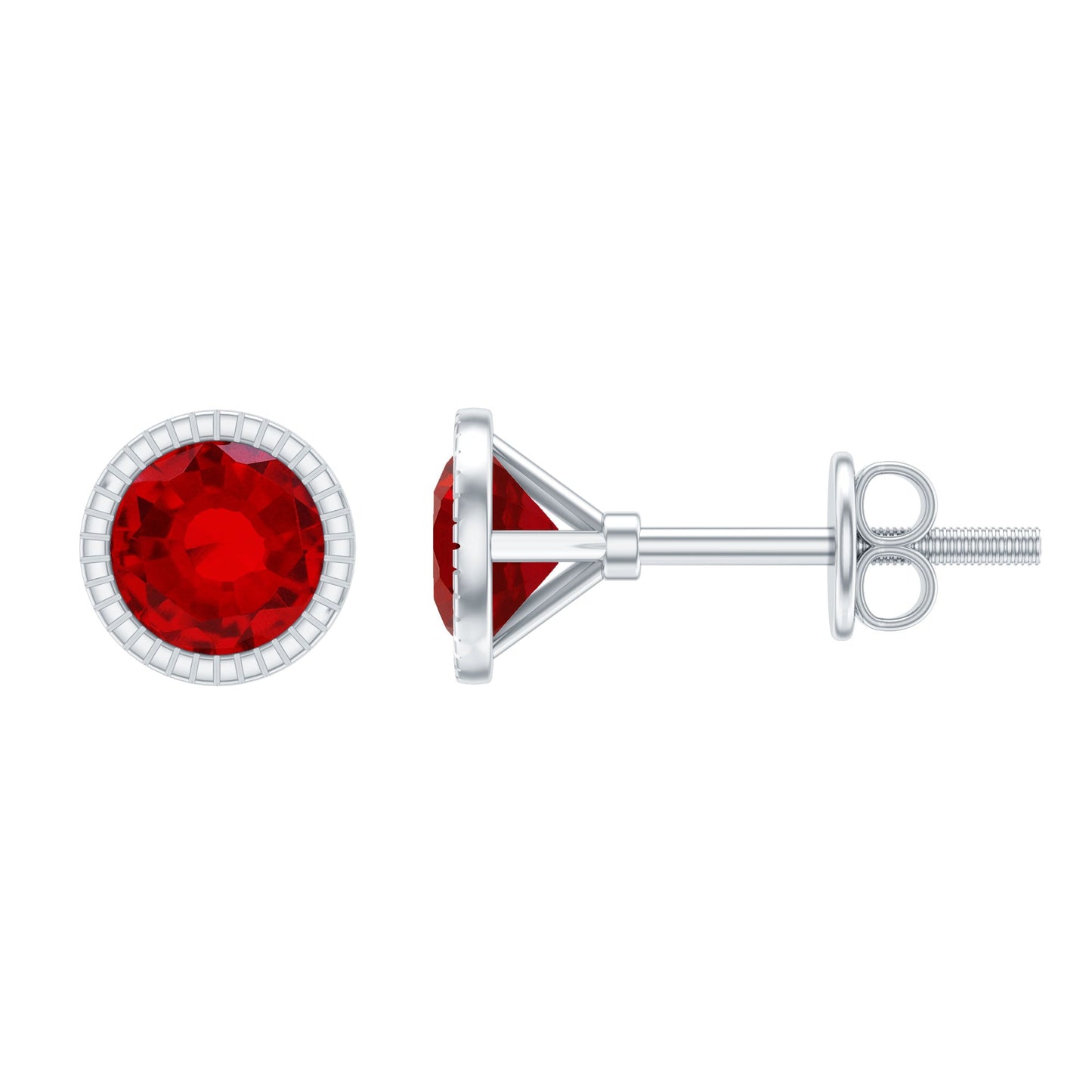 Round Cut Lab Created Ruby Martini Stud Earrings