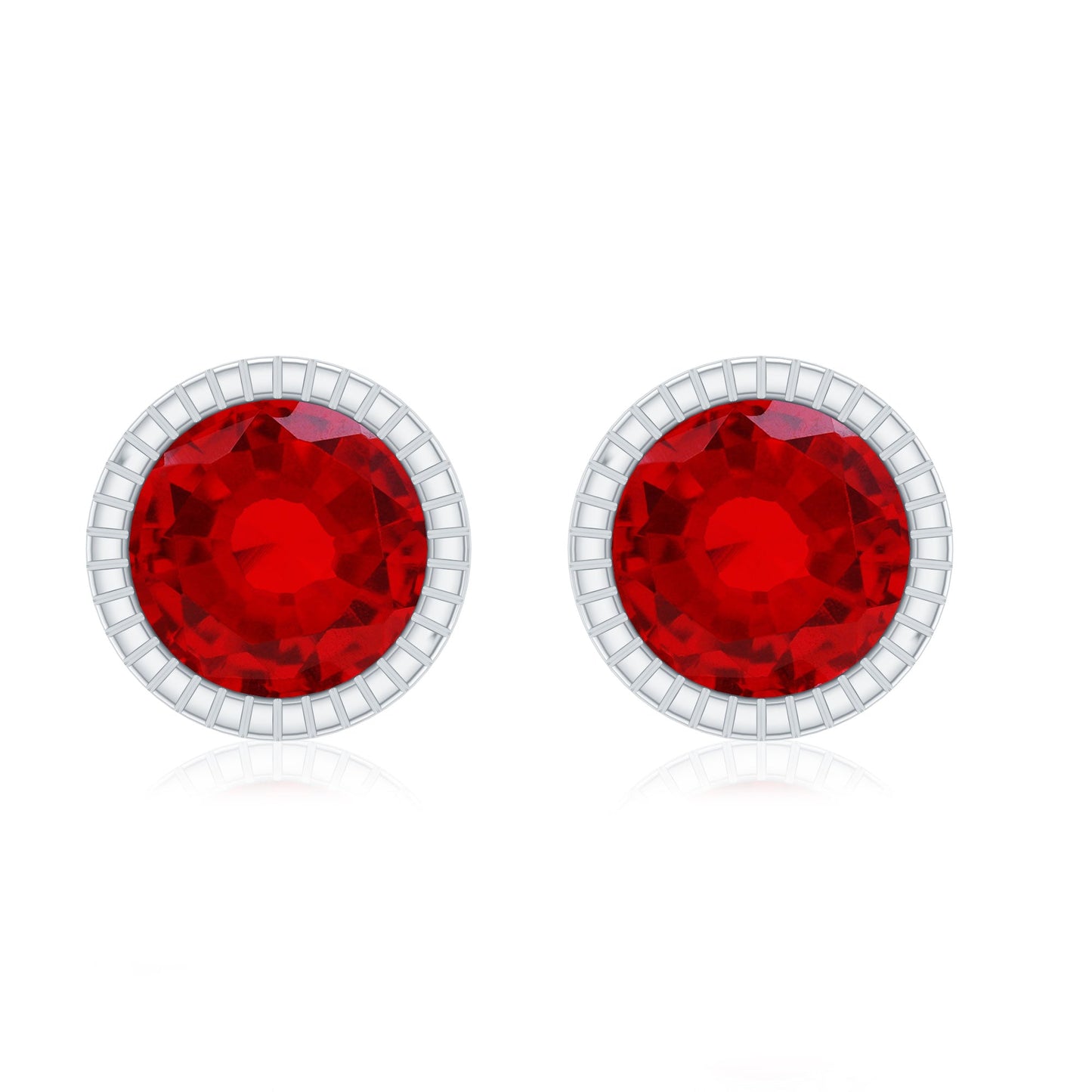 Round Cut Lab Created Ruby Martini Stud Earrings