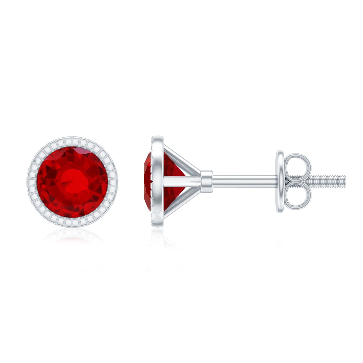 Round Cut Lab Created Ruby Martini Stud Earrings
