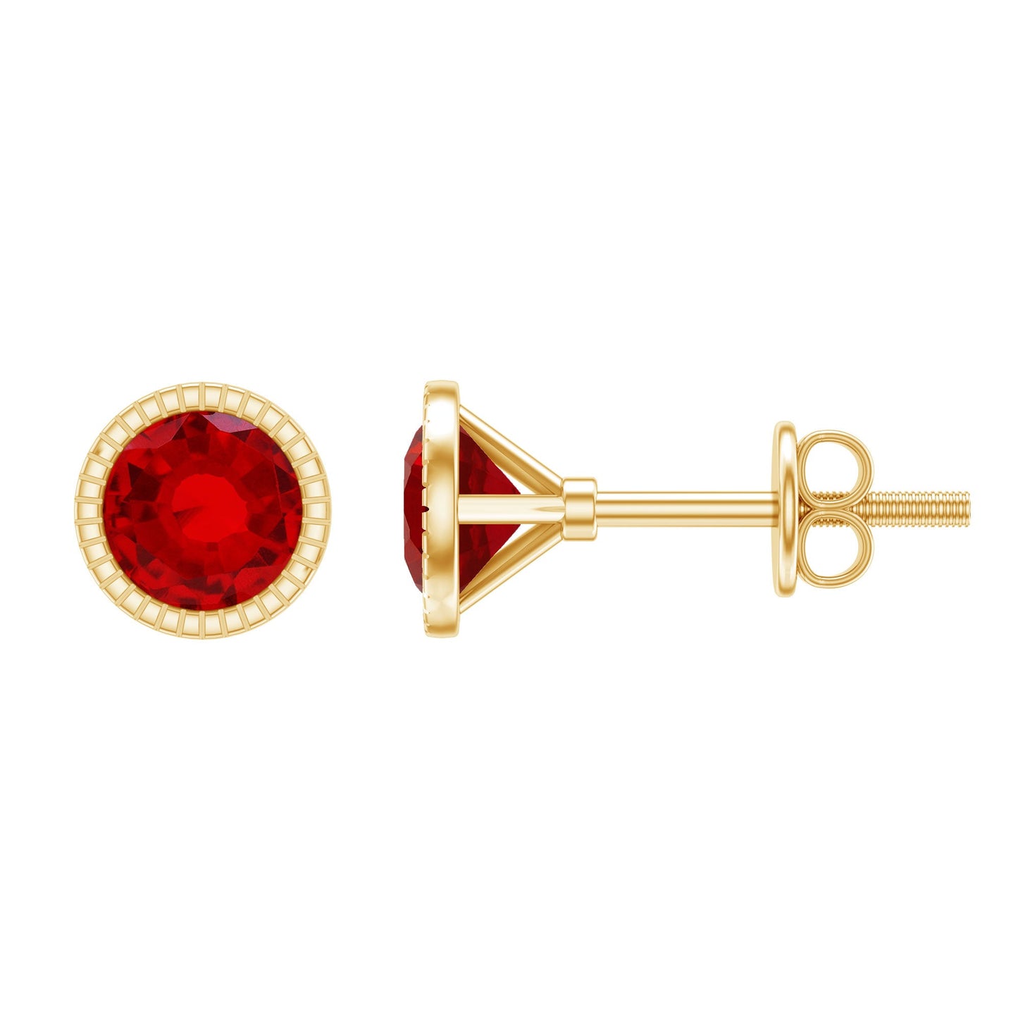 Round Cut Lab Created Ruby Martini Stud Earrings