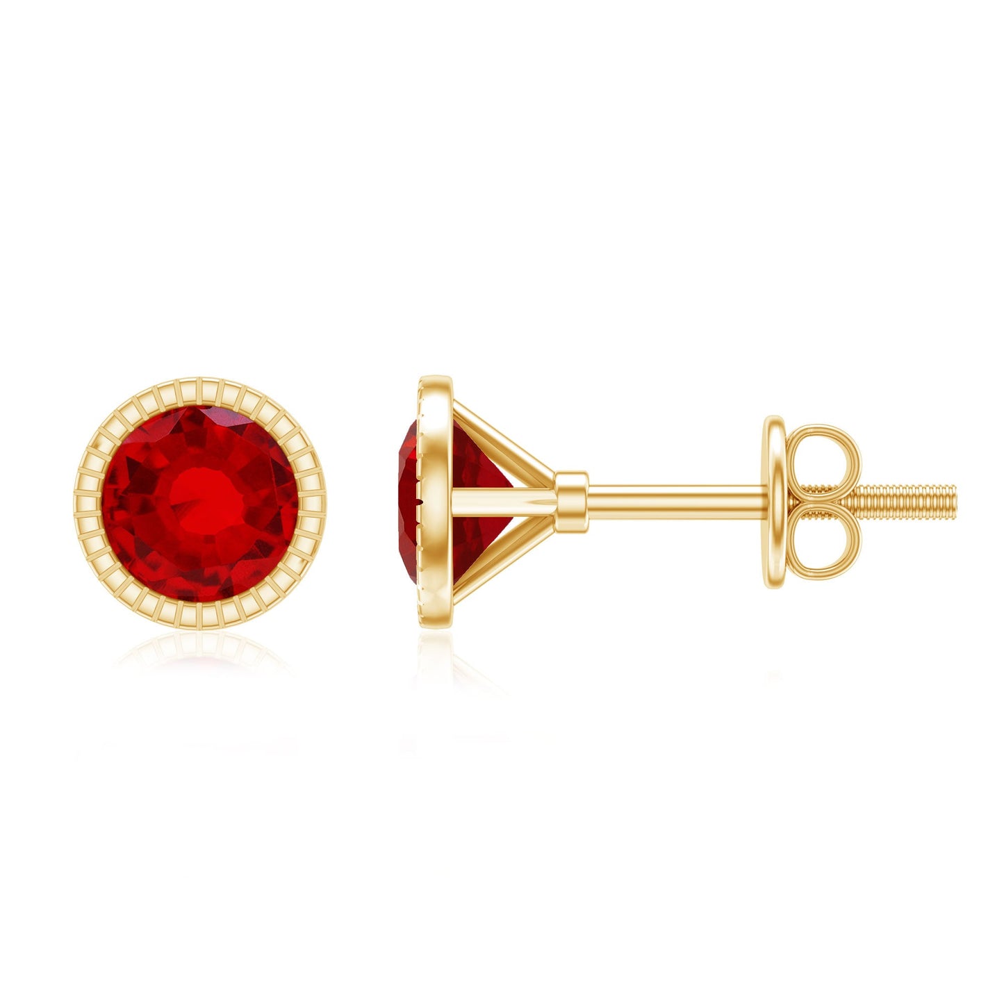 Round Cut Lab Created Ruby Martini Stud Earrings