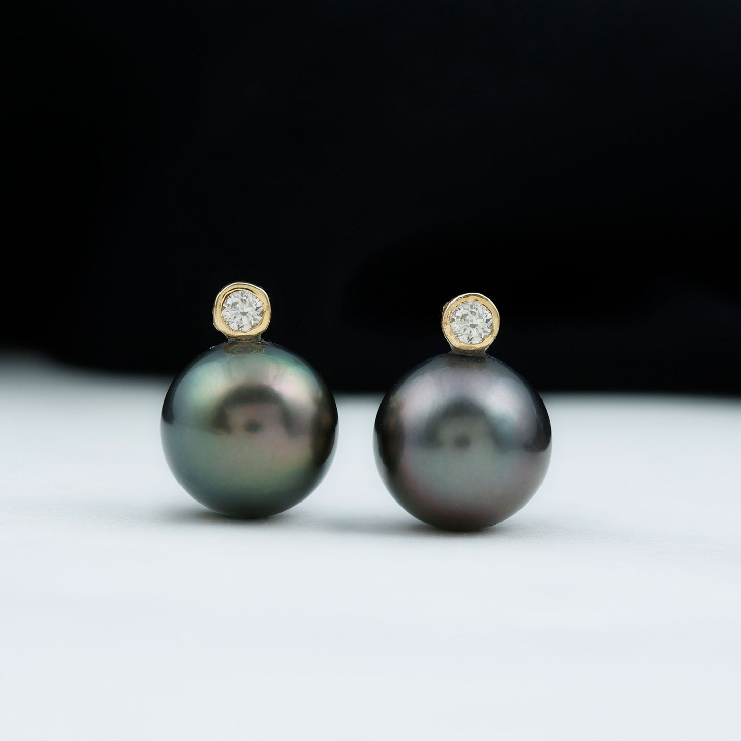 Genuine Tahitian Black Pearl Stud Earrings For Women
