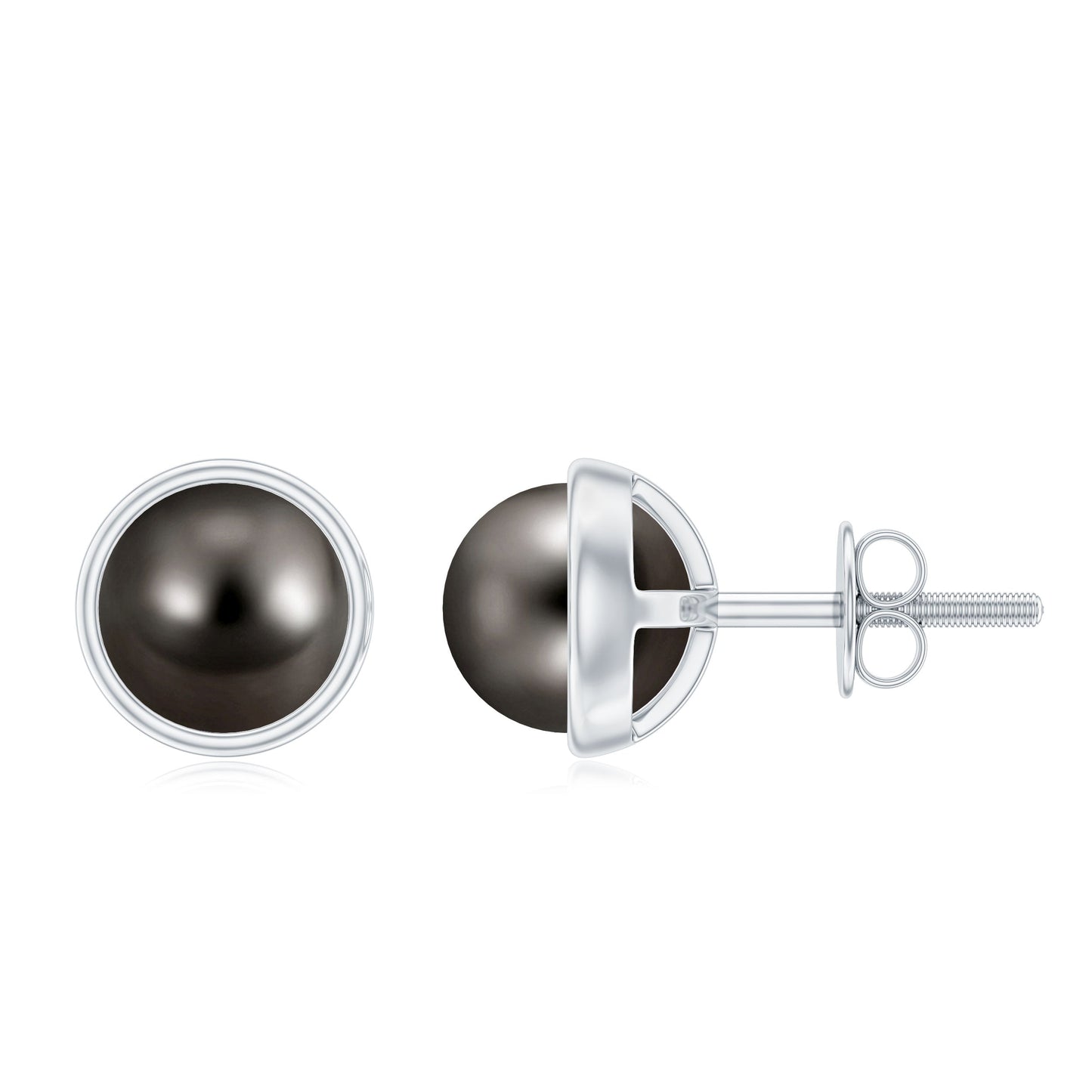 16 Carat Genuine Tahitian Black Pearl Stud Earring With Certificate