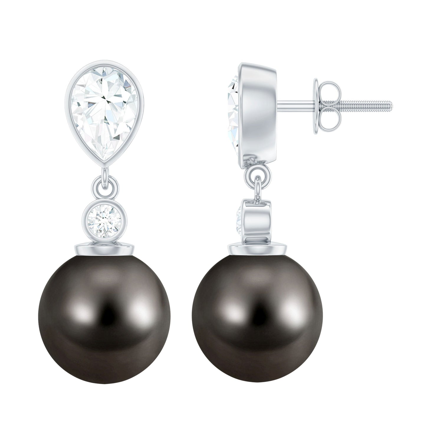 Certified 16 Carat Cultured Tahitian Black Drop Earrings for Women