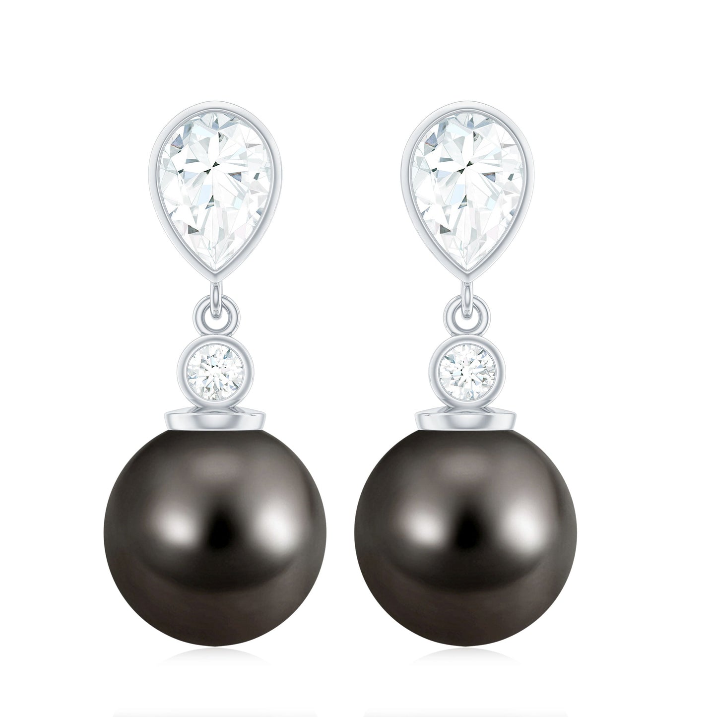Certified 16 Carat Cultured Tahitian Black Drop Earrings for Women