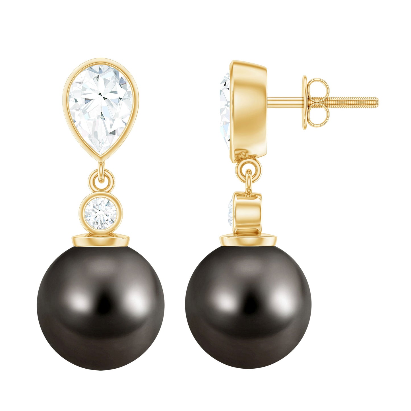 Certified 16 Carat Cultured Tahitian Black Drop Earrings for Women