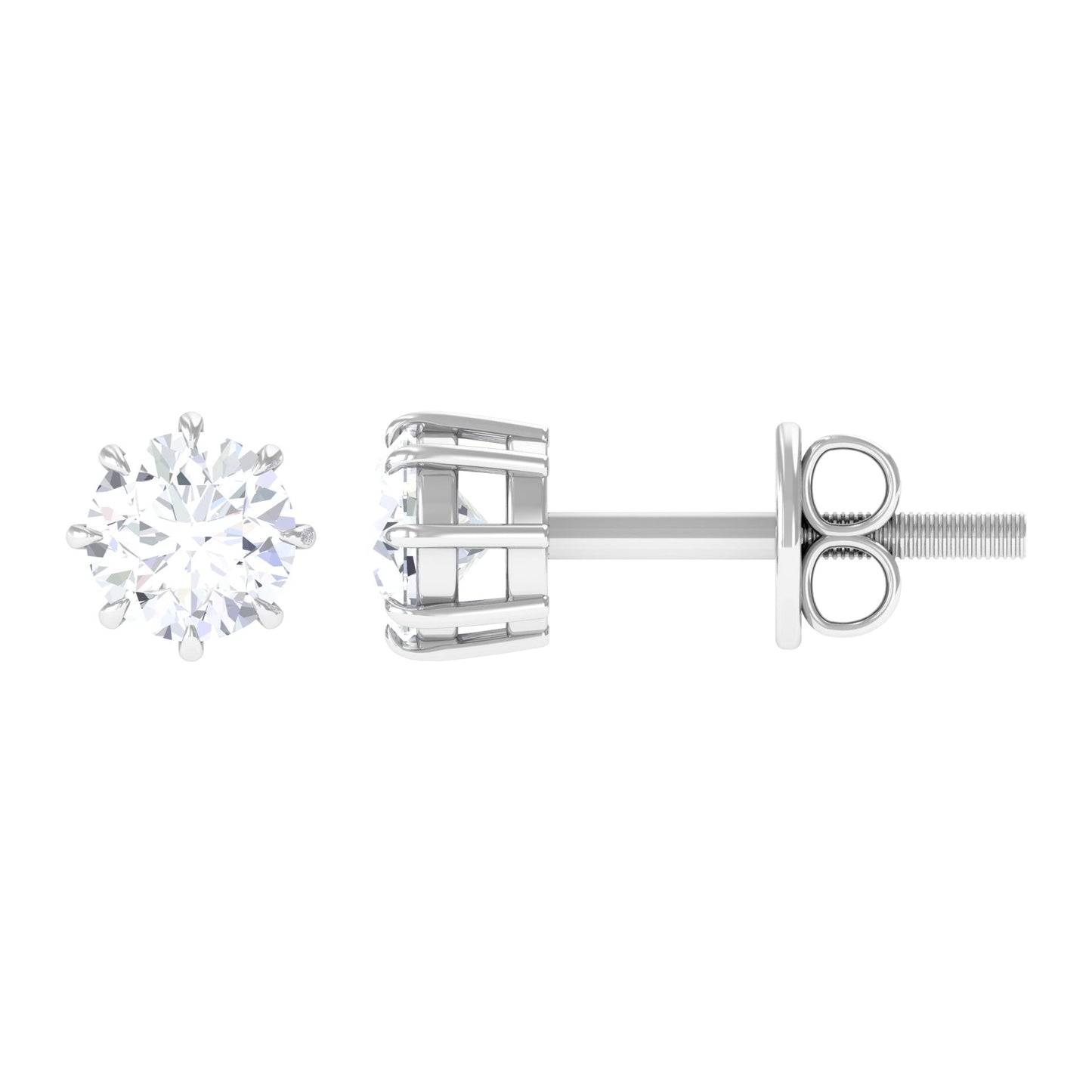 0.5 Carat Natural Diamond Solitaire Stud Earrings in 8 Claw Prong Setting