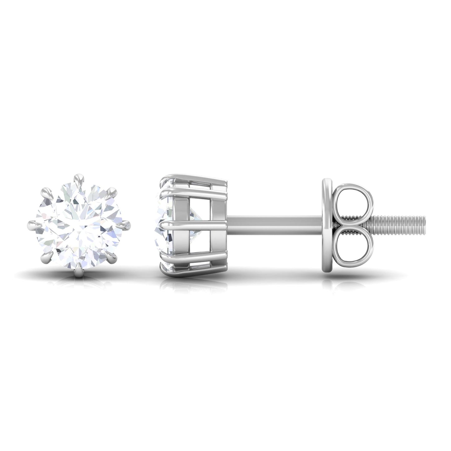 0.5 Carat Natural Diamond Solitaire Stud Earrings in 8 Claw Prong Setting