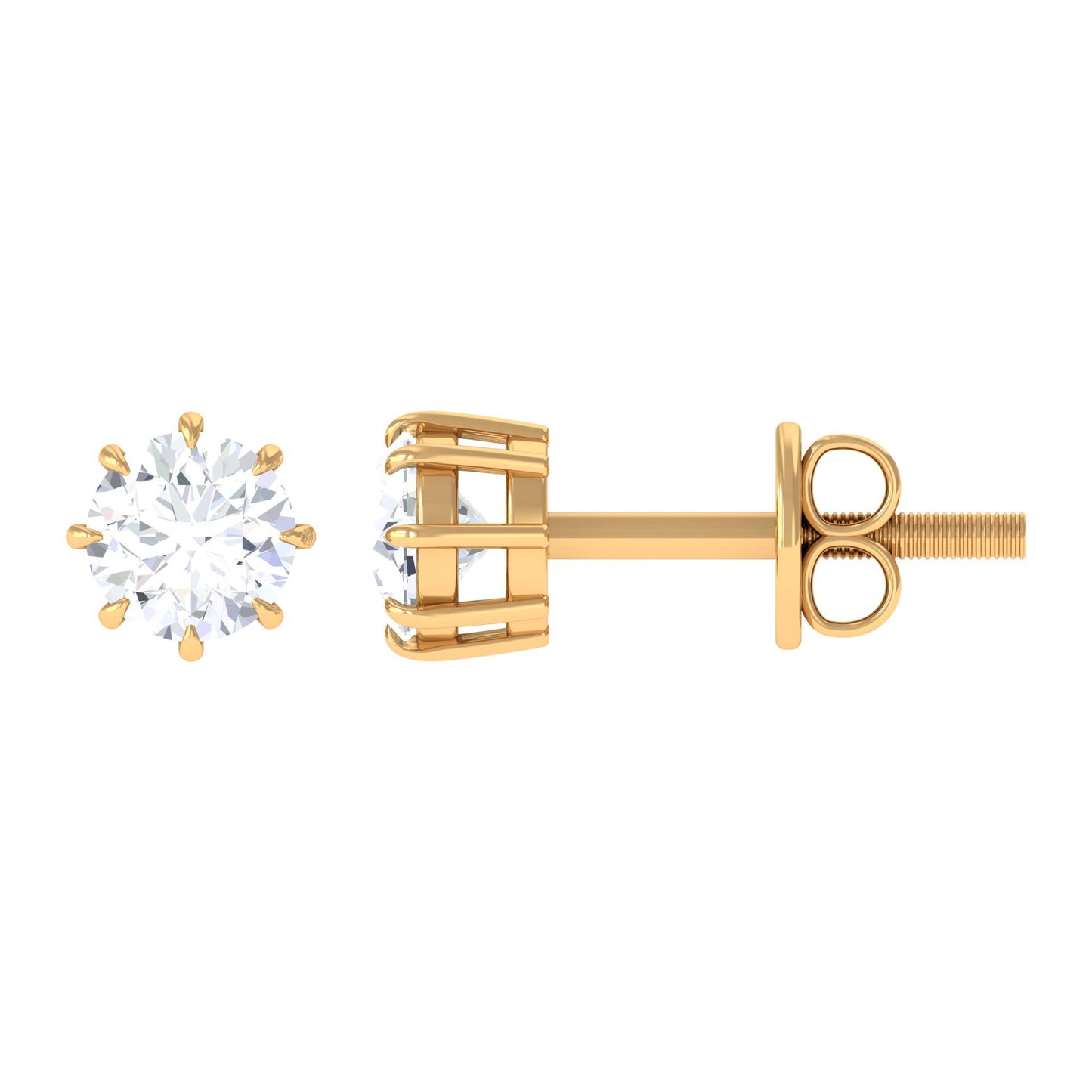 0.5 Carat Natural Diamond Solitaire Stud Earrings in 8 Claw Prong Setting