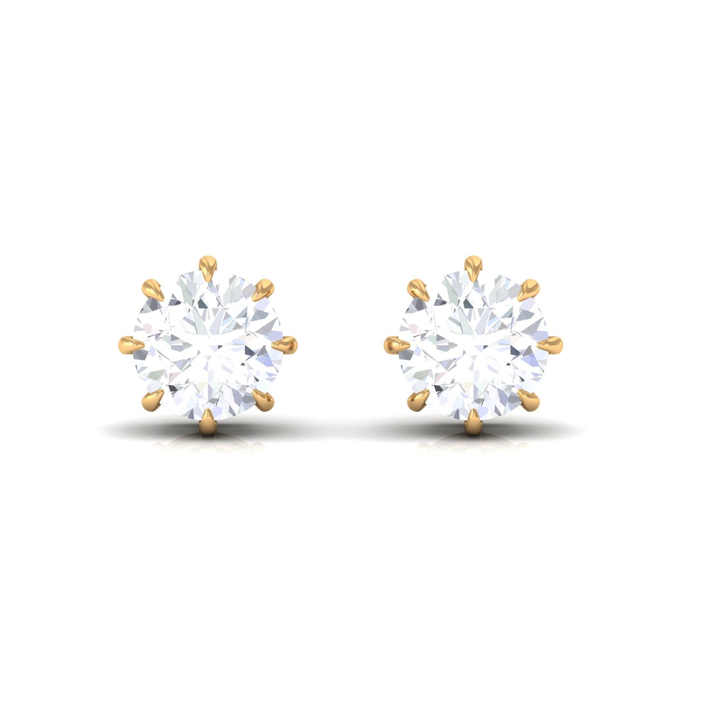 0.5 Carat Natural Diamond Solitaire Stud Earrings in 8 Claw Prong Setting