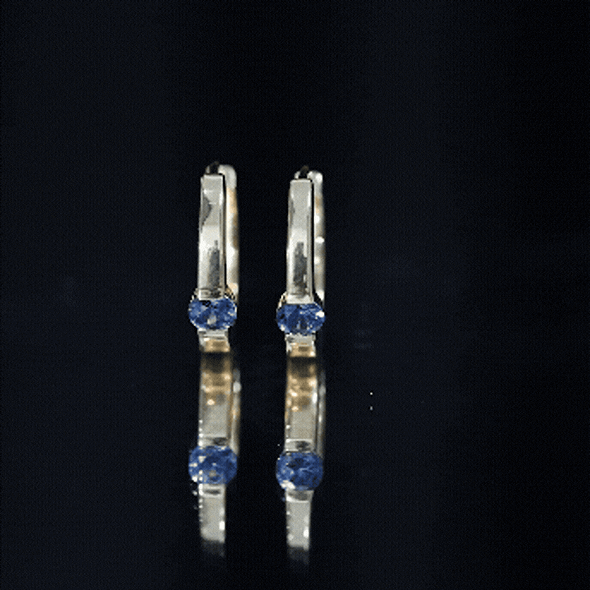 Minimal Blue Sapphire Hinged Hoop Earrings