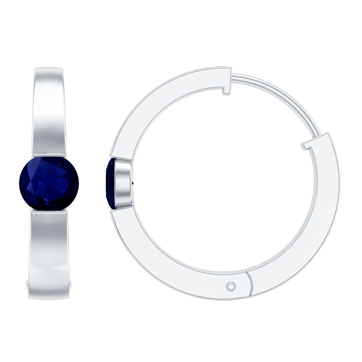 Minimal Blue Sapphire Hinged Hoop Earrings