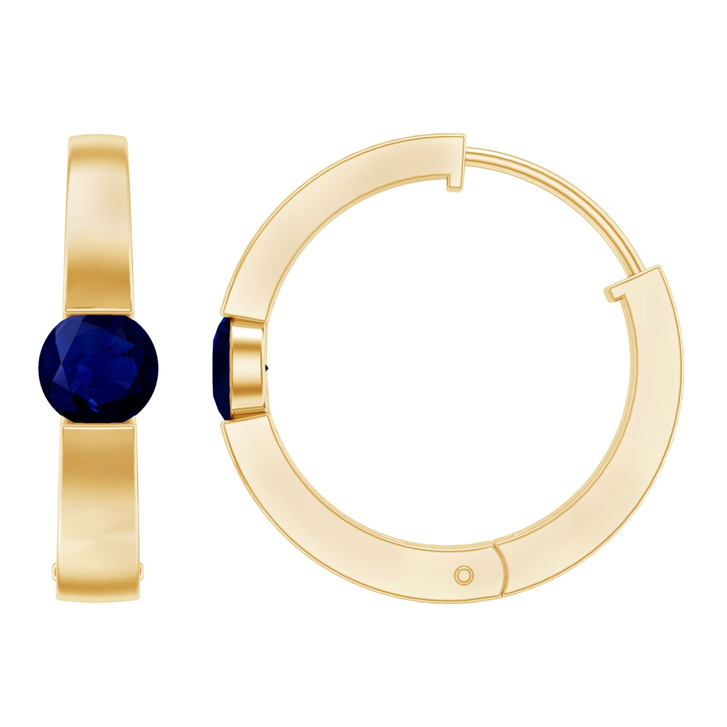Minimal Blue Sapphire Hinged Hoop Earrings