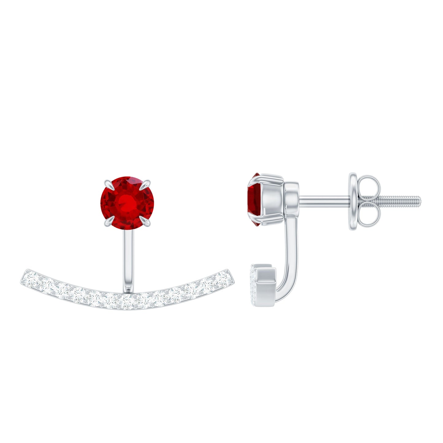 0.6 Carat Lab Grown Ruby and Diamond Classic Jacket Earrings
