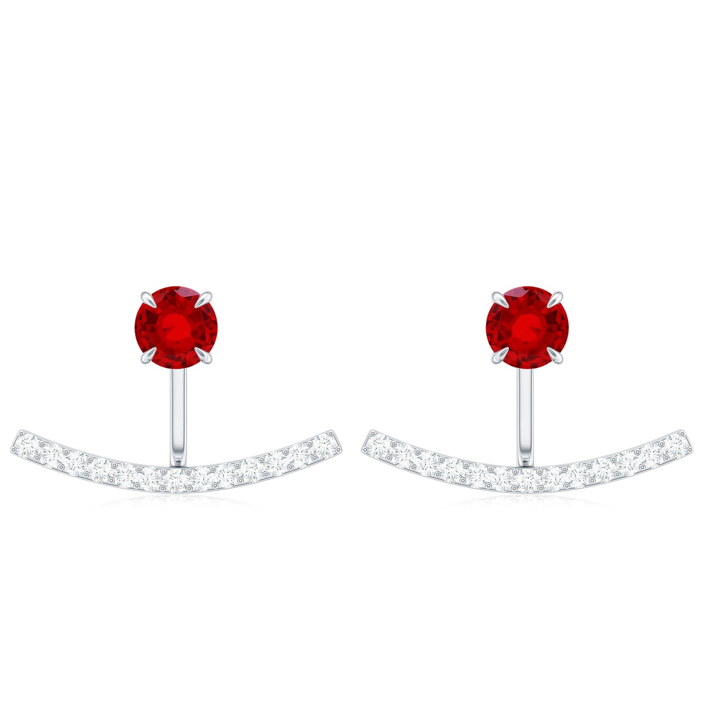 0.6 Carat Lab Grown Ruby and Diamond Classic Jacket Earrings