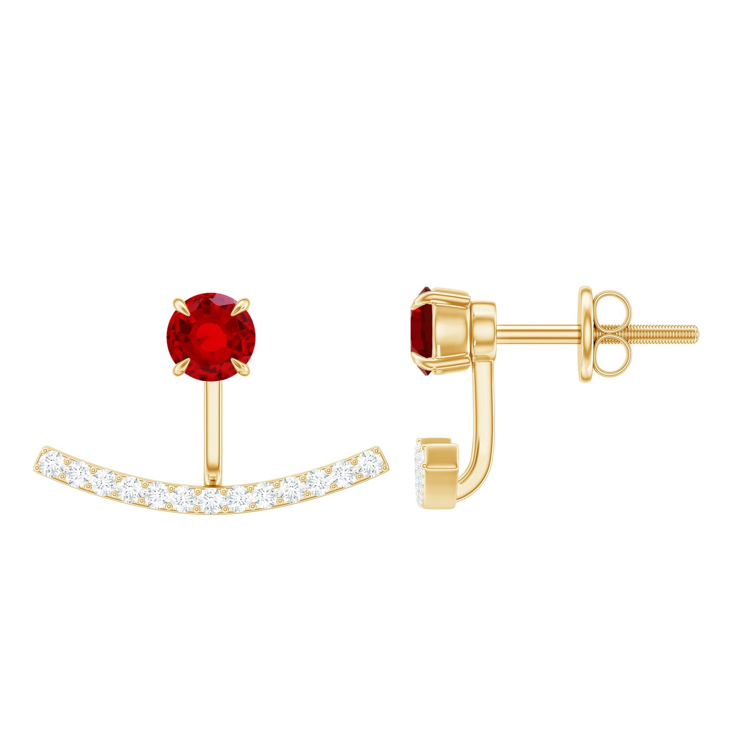 0.6 Carat Lab Grown Ruby and Diamond Classic Jacket Earrings