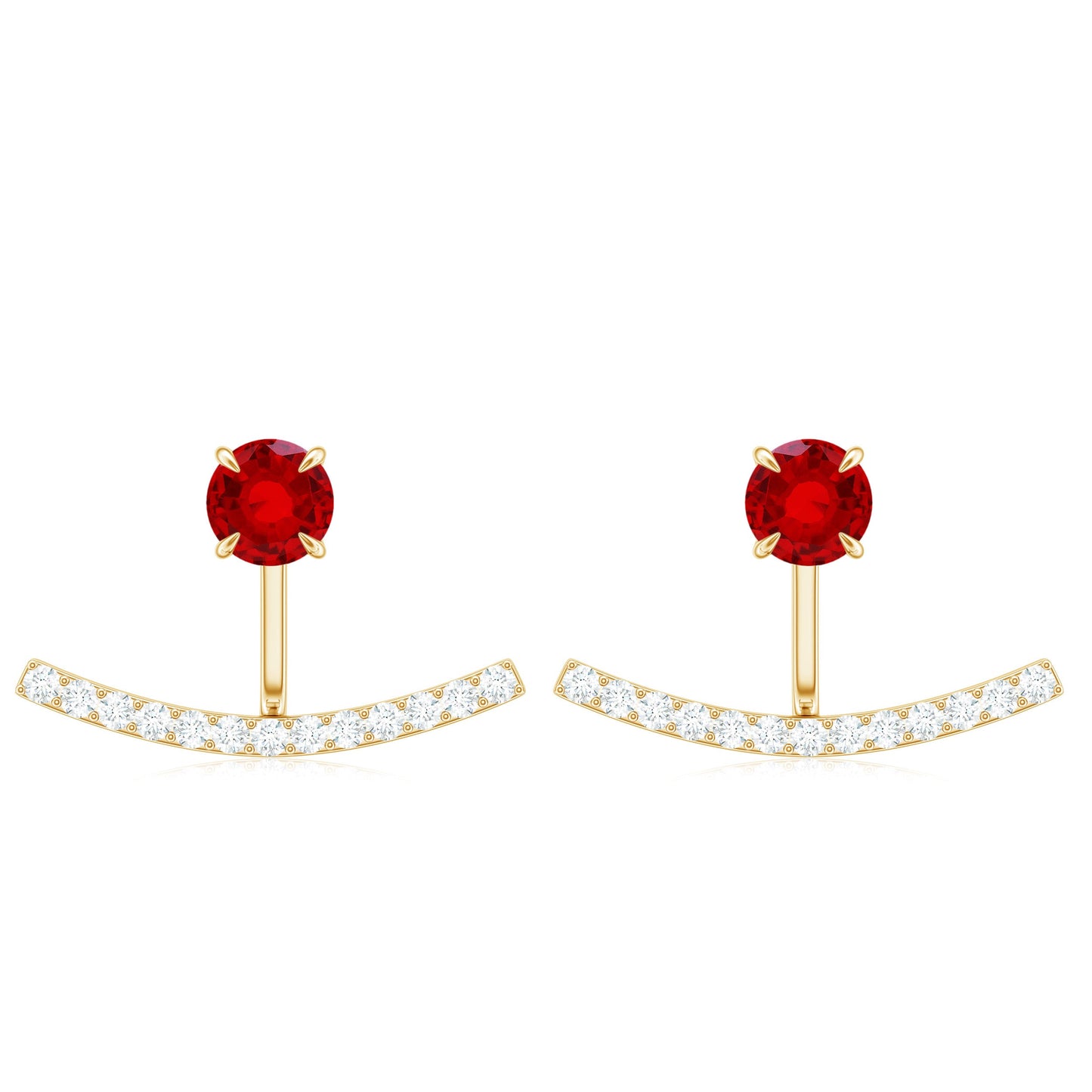 0.6 Carat Lab Grown Ruby and Diamond Classic Jacket Earrings