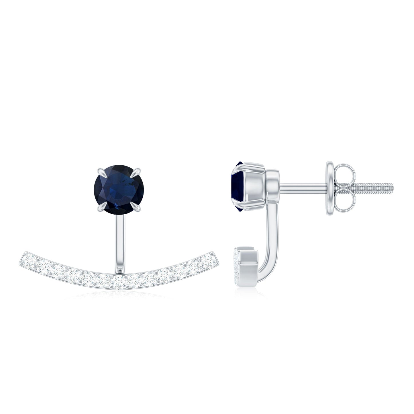 0.8 Carat Blue Sapphire Classic Jacket Earrings with Diamond