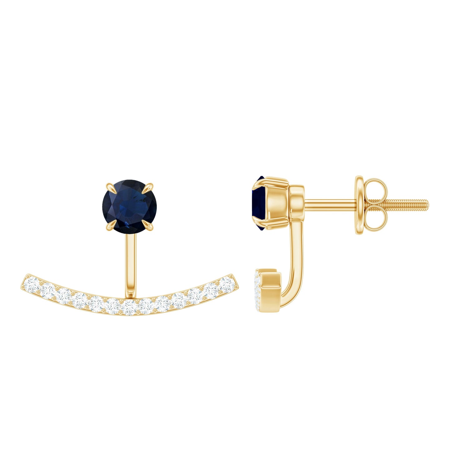 0.8 Carat Blue Sapphire Classic Jacket Earrings with Diamond