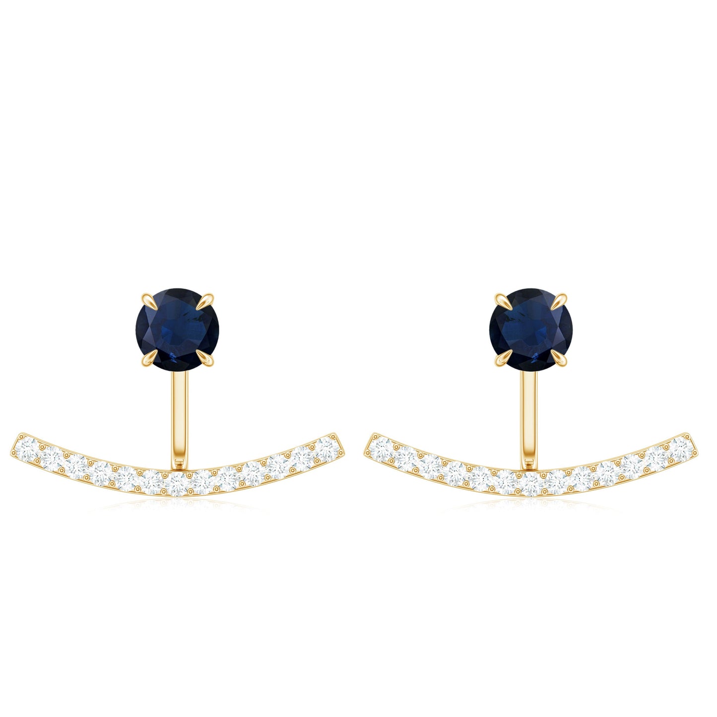 0.8 Carat Blue Sapphire Classic Jacket Earrings with Diamond