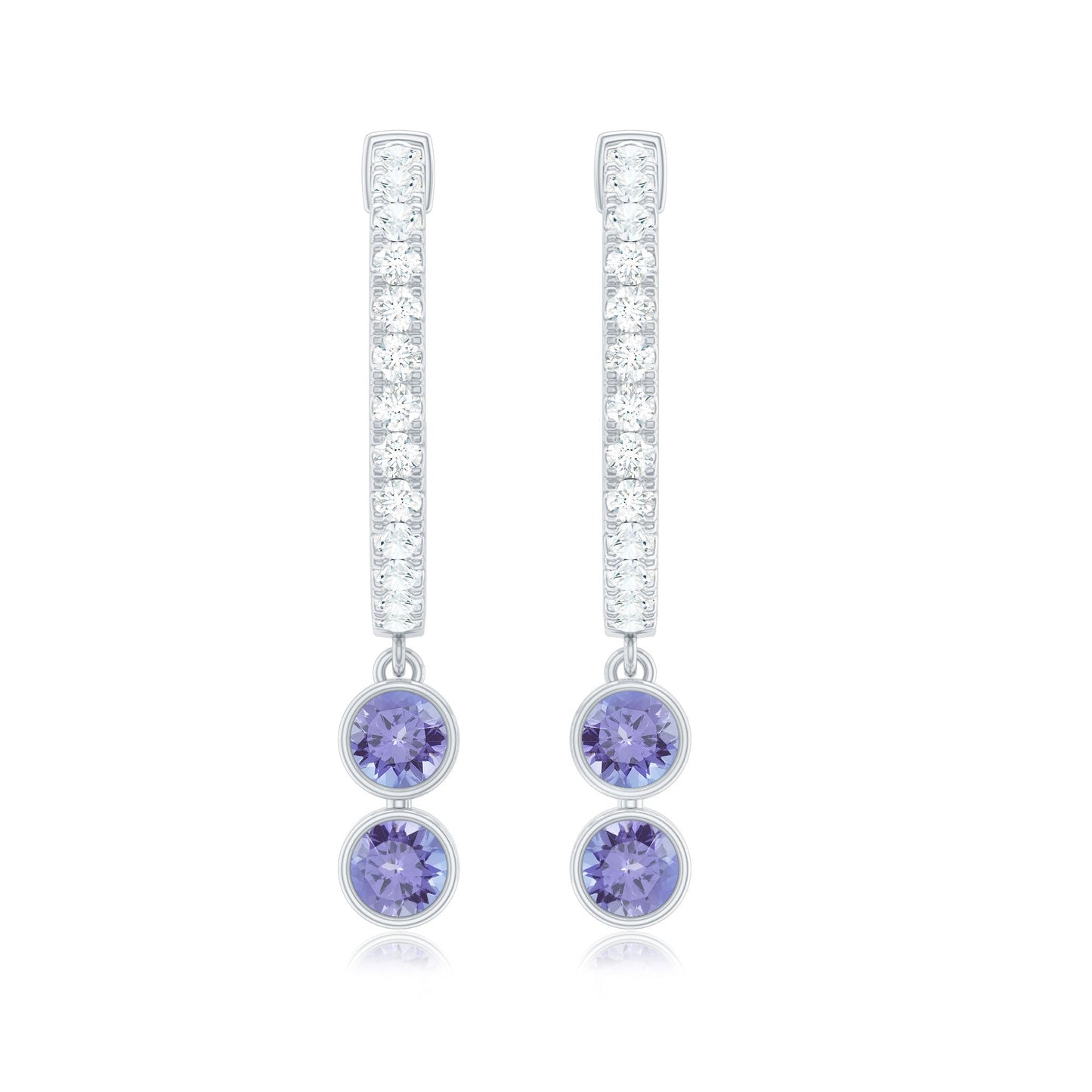 Minimal Tanzanite and Diamond Hoop Drop Earrings