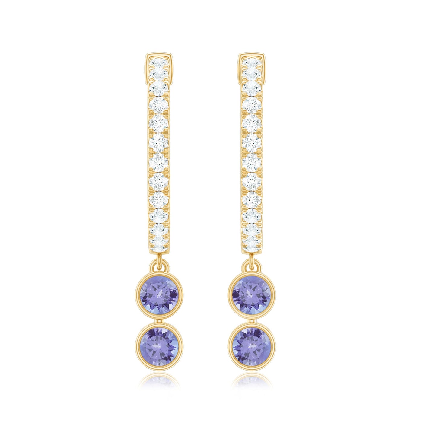 Minimal Tanzanite and Diamond Hoop Drop Earrings