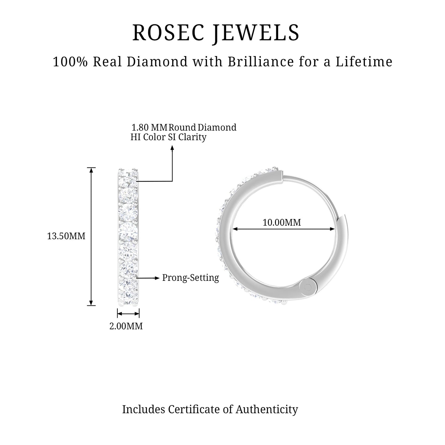 Certified Diamond Small Hoop Earrings